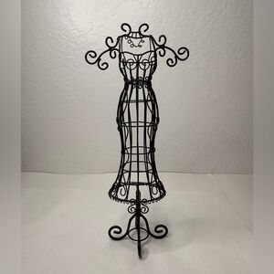 Black Metal Wire Dress Form Mannequin Jewelry Stand Holder Display 17”L Decor